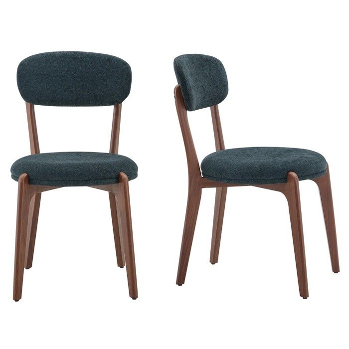 Lot Deux Chaises Noire 48.5x55.5x84cm tissu Lin Avec Coussin Assise Style Moderne Médiéval Cuisine Et Salle À Manger