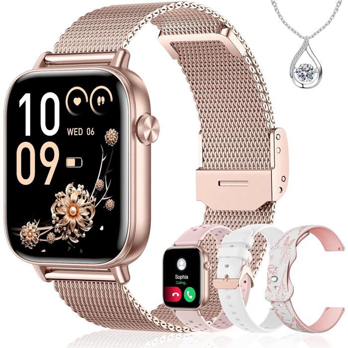Montre Connectée Femme 4 Bracelets 1.83Smartwatch Fonction Féminine Appels Hd 110+ Modes Sport Podometre