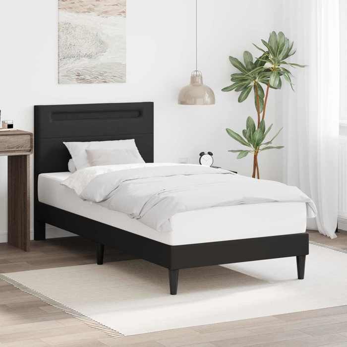 vidaXL Cadre de lit avec bandes LED Noir 90 x 200 cm Simili cuir 42028010