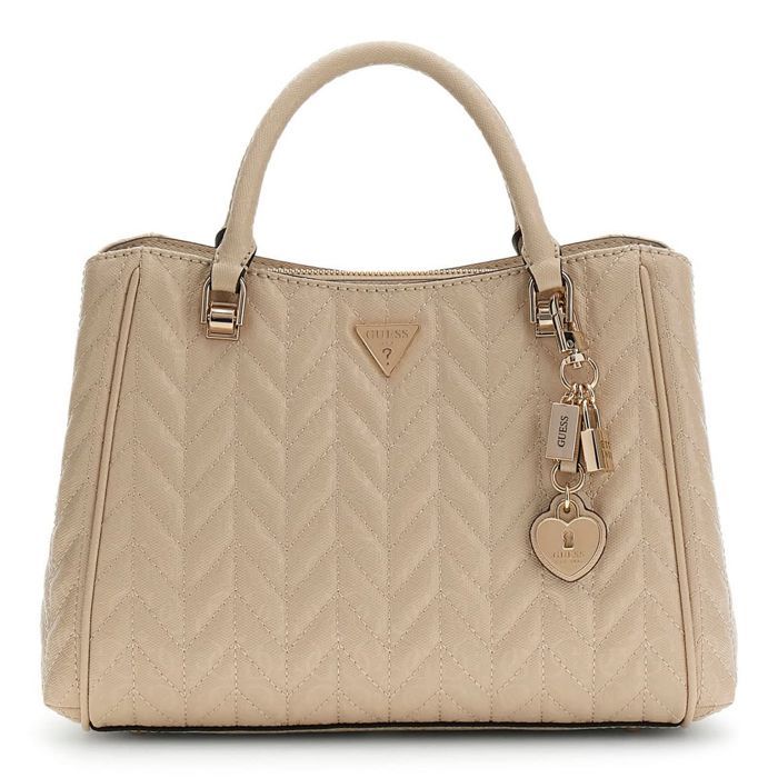 GUESS Sac à main beige pour femme - Stacey Girlfriend Satchel Light Beige 348667
