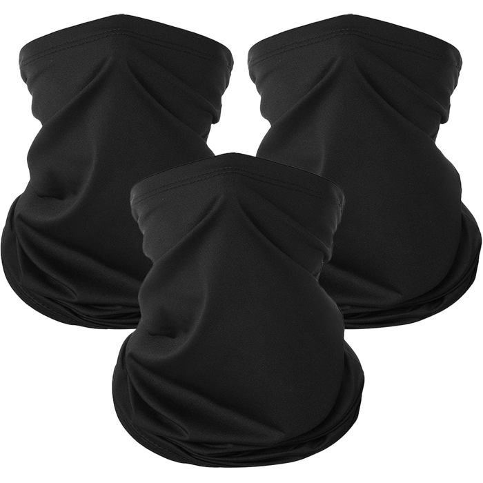 3 Pièces Cache-Cou Élastique Unisexe Tour de Cou Multi-Usage à Séchage Rapide pour Ski Course Moto Vélo Homme et Femme - 3 Noir