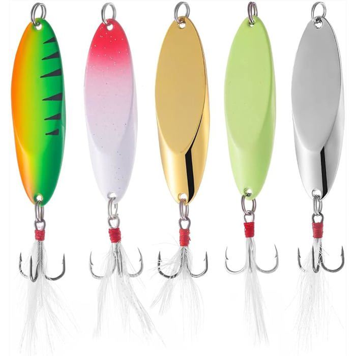5 pièces leurres de pêchecuillers de pêche à TruitePerche Brochet Leurres de PêcheCuillère Tournante 25g*5