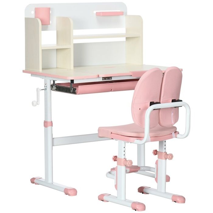 Bureau enfant réglable 1 tiroir 1 étagère plateau inclinable dimensions 80 x 52 x 88-109 cm