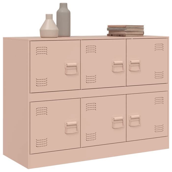 Meuble Rangement - HAOSHOP - Buffet rose 99x39x73 cm acier&01_36439