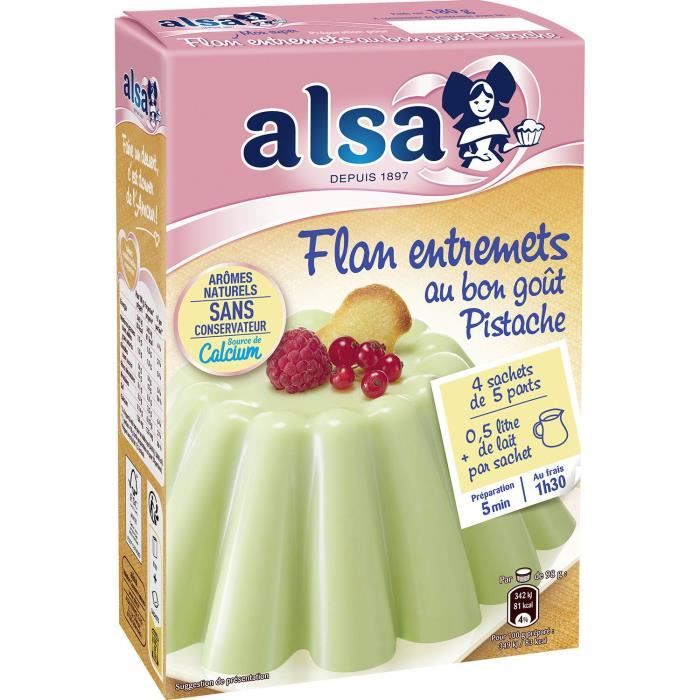 LOT DE 6 - ALSA - Préparation Flan Entremets Pistache - boite de 180 g