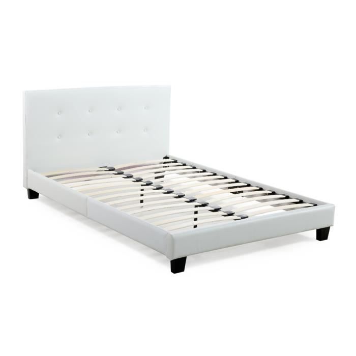 Athena Lit Adulte 140x190 Cm Sommier Tete De Lit Blanc