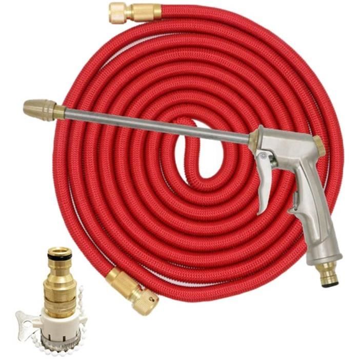 Tuyau Arrosage Extensible 22.5m, Tuyaux D'arrosage Embout 10 Modes Pistolet, 3/4" 1/2" Raccord