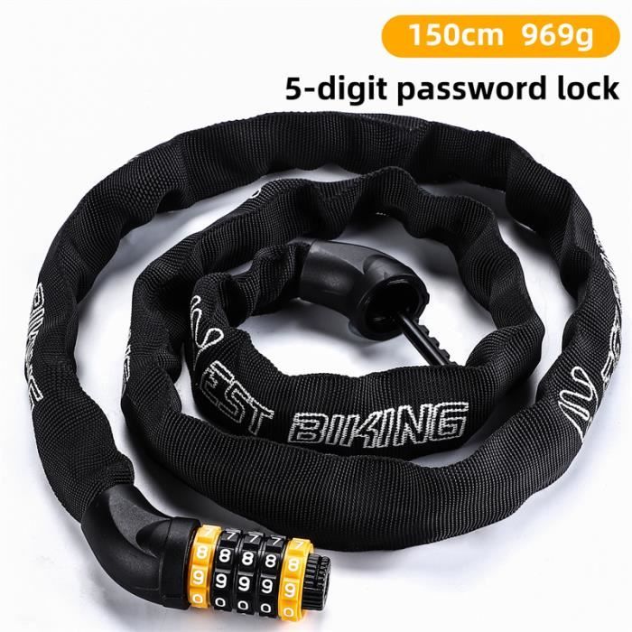 HITWAY Antivol Velo,Cadenas de velos Long 120cm/10mm, Câble Antivol pour Vélo Scooter Motos Vélo avec 5 Chiffres Intelligente Code Bleu