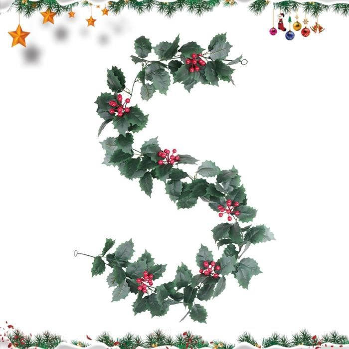 Guirlande De Noël Artificielle Pommes De Pin Et Baies Rouge/vert