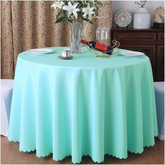 Heimtexland Nappe De Table Ronde Chinée 145 Cm - Turquoise, Effet Lotus Résistant à L'Eau