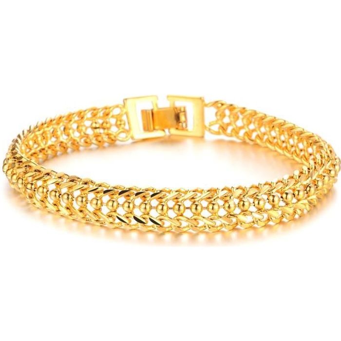 bracelet en or jaune 18k plaqué femmes charme lien délicat