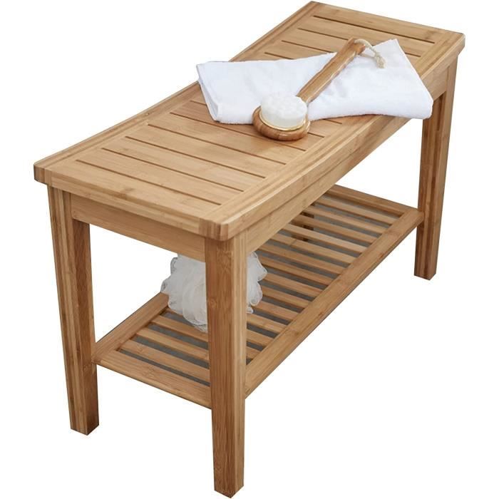 Portable Banc De Douche Étanche, Bambou Tabouret De Douche avec Pieds