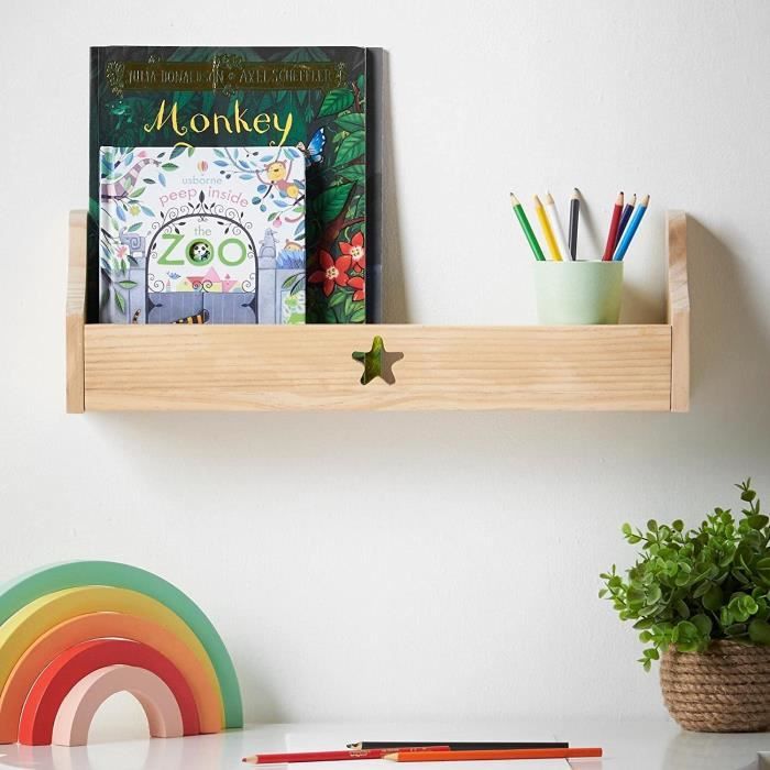 Haus Projekt Pack 3 Étagères Murales Flottantes Cœur Pour Enfant - Pin Naturel - 50x10x16cm