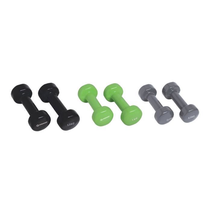 Talbot torro Set dhaltères - SCHILDKROT - 2 x 05kg - 2 x 10kg citron - 2 x 15kg - fonte + vinyle - Valise avec poignée