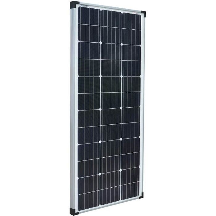 Enjoy solar® Panneau solaire monocristallin 24 V idéal pour le jardin, la caravane, etc, Mono 100W, 24V