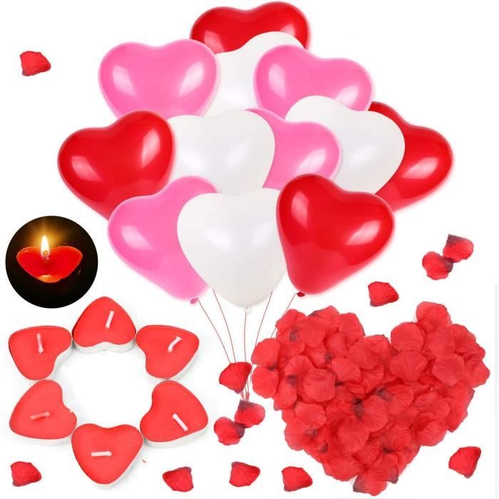 Saint-Valentin Décorations Bougies Romantiques Pétales De Rose 50 Bougies  De Coeur 1000 Pétales De Rose 20 Ballons Coeur Love[u4717] - Cdiscount  Maison