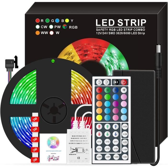 RUMOCOVO® Ruban LED 10M Bande LED 5050 RGB IP67 étanche Kit de Bande