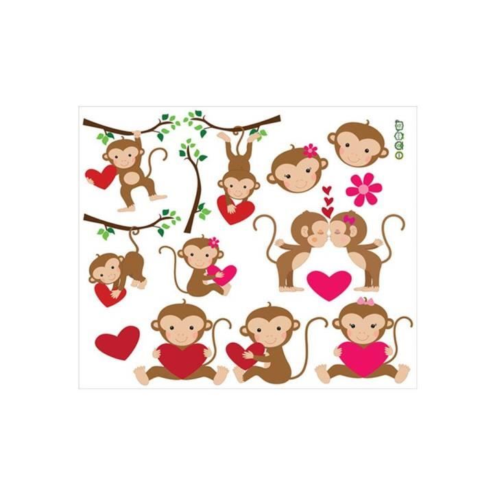 1x Stickers Muraux Singe Dessin Anime Enfants Branches Stickers Muraux Stickers Chambre Bebe Chambre Maternelle Cdiscount Maison