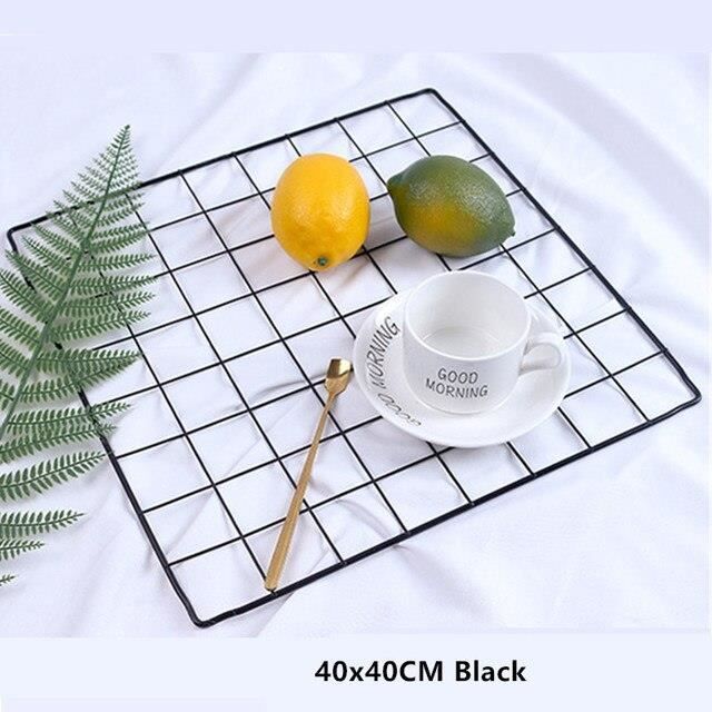 Grille Murale Panneau Décoratif 35x35 Cm - Pour Afficher Photos, Notes, Déco, En Fil De Fer Noir
