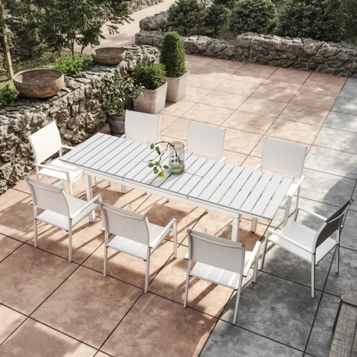 Table De Jardin Extensible Aluminium Blanc Gris 180 240cm 8
