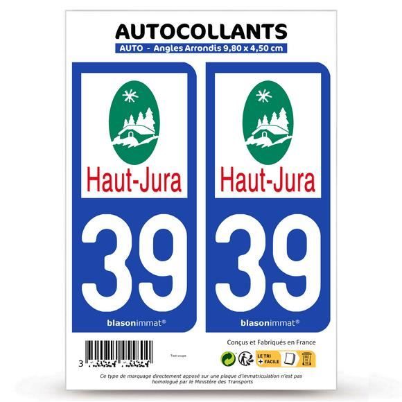 2 Autocollants plaque immatriculation Auto 39 HautJura Pays Cdiscount Auto