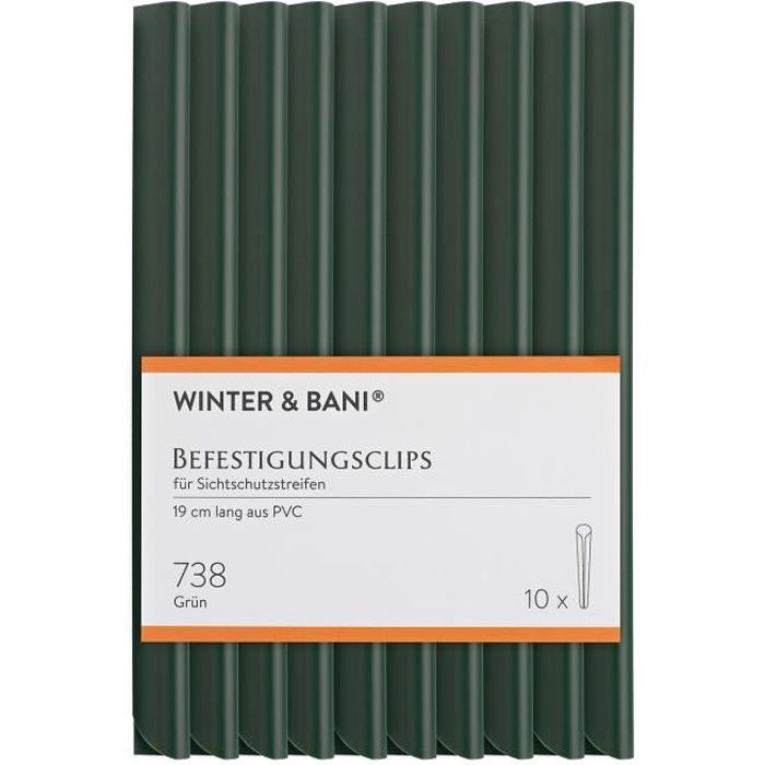 Bandes brise-vue - blumfeldt WB - Lot de 10 - Pour palissade - clôture de jarcin - 19cm x 0,8 cm - Vert