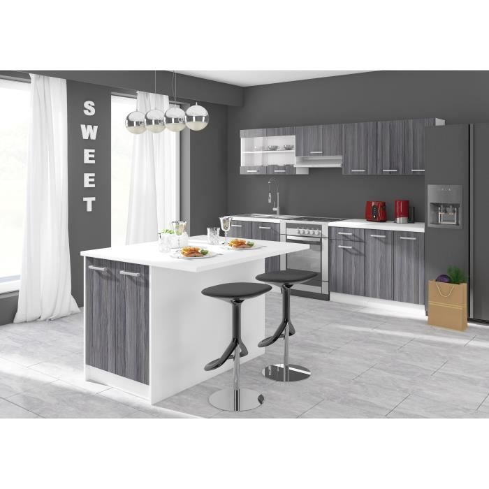 Ultra Ilot Central L 100 Cm Avec Plan De Travail Decor Chene