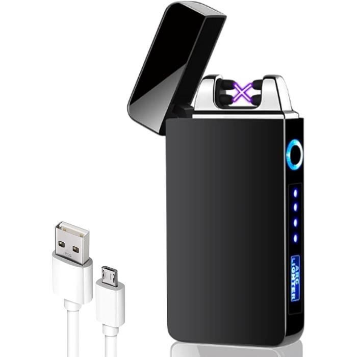 Allume-bougie électrique USB VVAY - Rechargeable, Coupe-vent, Arc Plasma | Noir, 5 LED Indicateur Batterie - 6