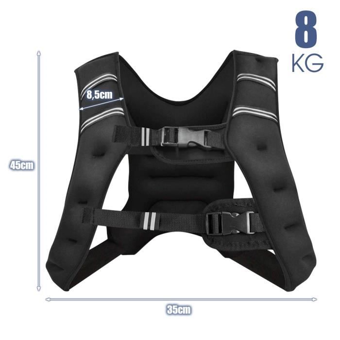 COSTWAY Gilet Lesté 8kg Poids Chargement Gilet Musculation avec Sangles Réglables Poche en Maille Filet Bandes Réfléchissantes Noir COSTWAY Gilet Lesté 8kg Poids Chargement Gilet Musculation avec Sangles Réglables Poche en Maille Filet Bandes Réfléchissantes Noir