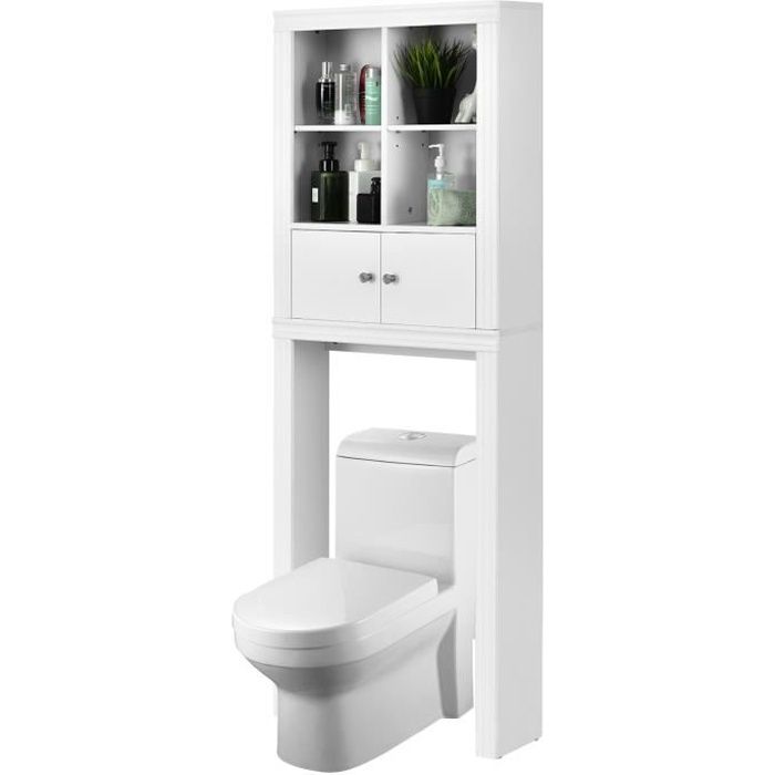 Économie d'espace Zerone Étagère de toilettes multifonction 3 niveaux Blanc Étagère de toilette pour salle de bain 