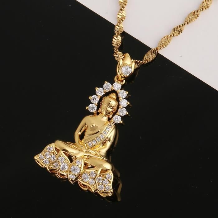 Pendentif Collier Vintage Couleur Or Avec Citrine Jaune – Modèle Solitaire, Occasion