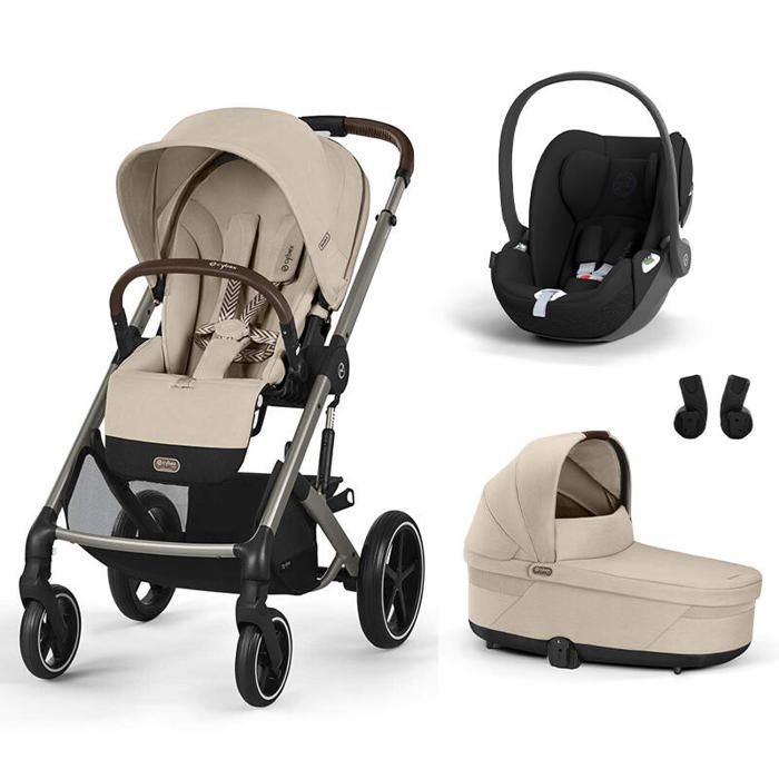 CYBEX - Poussette Trio Balios S Lux + Siège auto Cloud T Comfort + Nacelle Cot S Lux Almond Beige