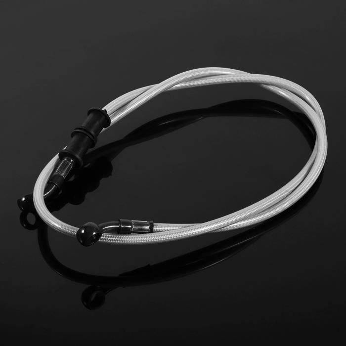 Tuyau De Frein Moto AN3 - Longueur 200 Cm, Noir, Angles 28° Et 90° - Compatible Freinage Hydraulique