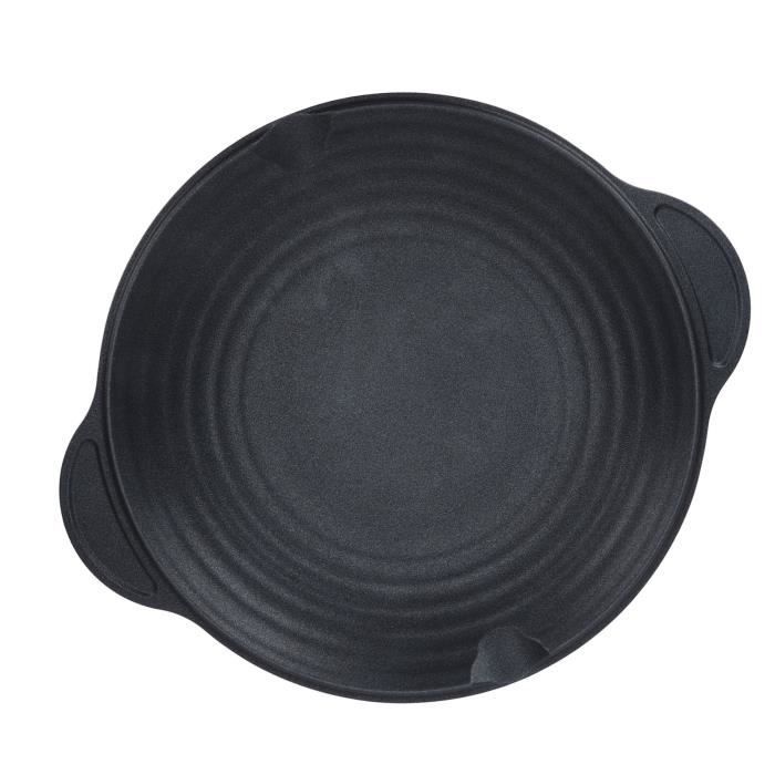 Poêle à Griller Coréenne Ronde Anti-Adhésif - Plaque Barbecue Inox Avec Réservoir Eau Pour Viande Légumes Camping