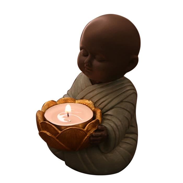 Happyyami Figurine de moine à tête secouante à énergie solaire pour décoration de tableau de bord de voiture, statue de Bouddha compacte