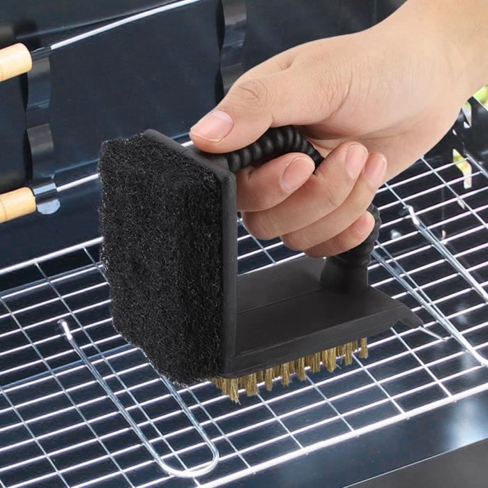 Brosse Nettoyage Barbecue GEEKHOM Sans Poils – Tête Interchangeable, Manche Long Bois 45 Cm, Grattoir Inox