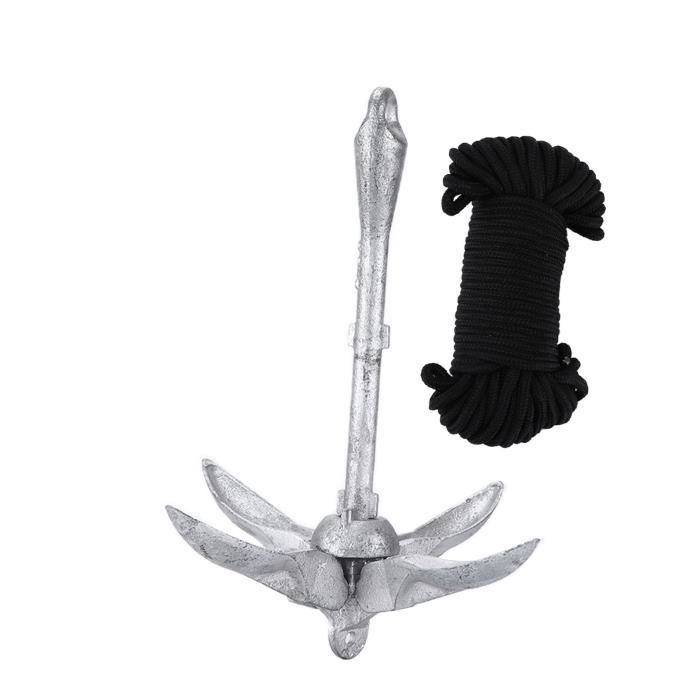 VBESTLIFE ancre de kayak Ancre pliante marine de 3,5 lb en acier au carbone à 4 griffes pour