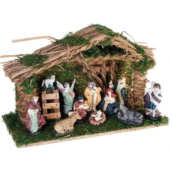 Crèche de Noël traditionnelle 9 santons porcelaine Cdiscount Maison