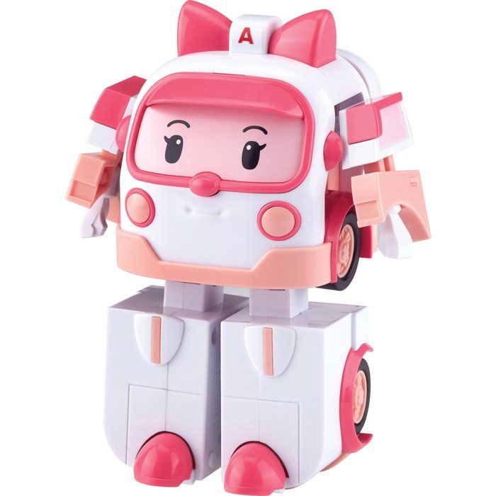 Silverlit Figurine robot 10 cm - Robocar Poli – Véhicule Transformable Ambre 2-en-1