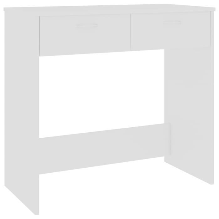 Bureau - GENERIQUE - 80x40x75 cm - Blanc - 2 tiroirs - Aggloméré