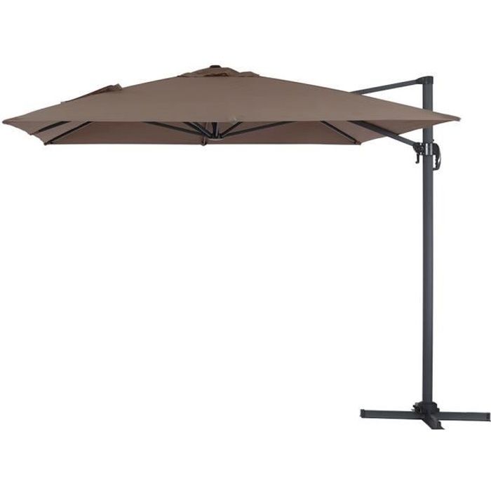 Parasol jardin déporté Alu Sun 4 - Rectangle - 3 x 4 m - Taupe