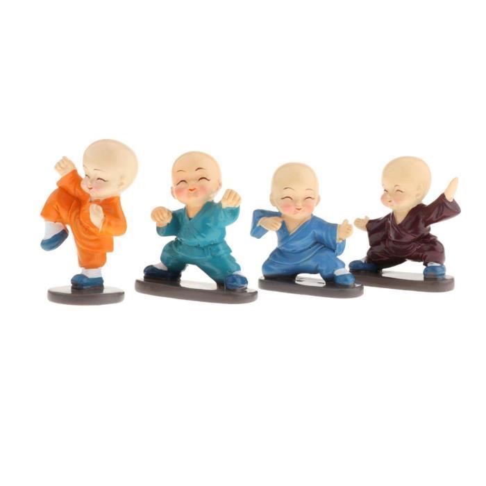Lot De 4 Figurines Moine Bouddha En Résine - Mignonnes Statues Décoratives Pour Maison, Bureau Et Cadeaux