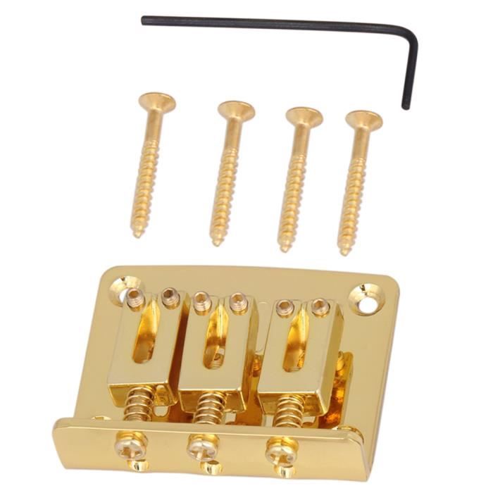 Chevalet de Guitare avec Vis et Clé Kit Accessoires pour Guitare Electrique à 3 Cordes Or