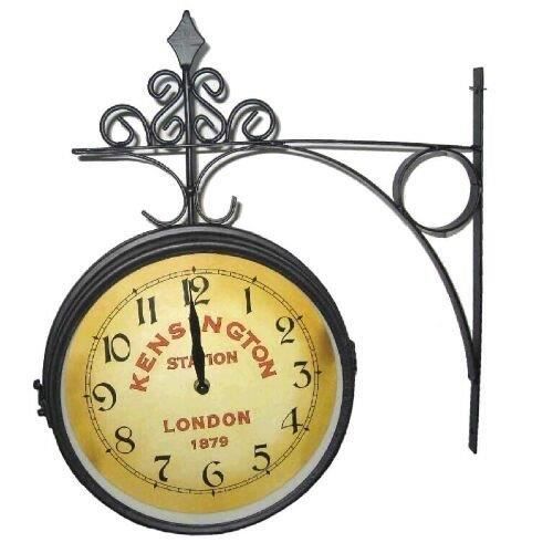Horloge Murale Double Face Paris – Style Gare, Fer Vintage, Fonctionnement OK