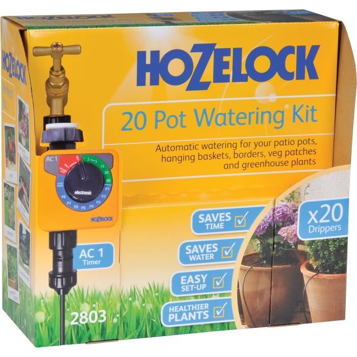 Kit de micro irrigation - HOZELOCK - 20 pots - Tuyau 15m - Contrôleur AC1