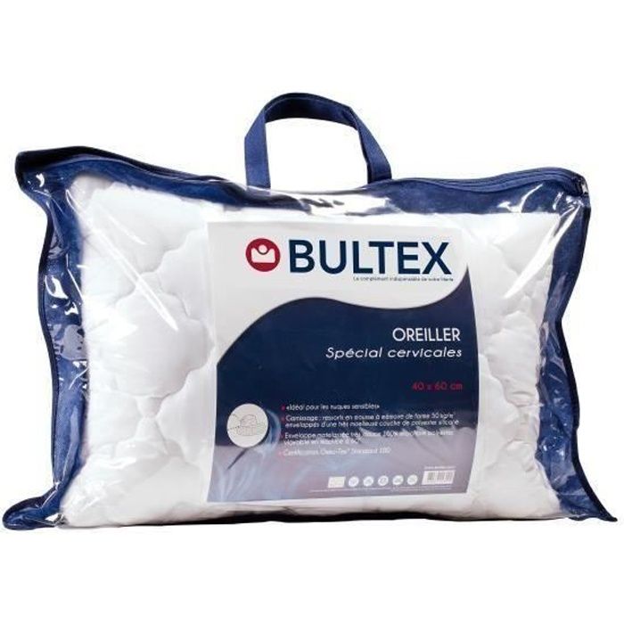 BULTEX Oreiller Spécial Cervicales déhoussable 40x60 cm blanc - Cdiscount  Maison