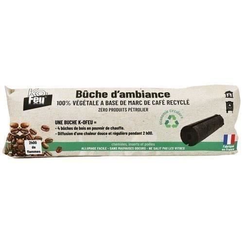 KOFEU Bûche de chauffage au marc de café pour 2h