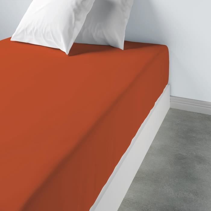 Drap housse - Les Ateliers du Linge - Terracotta - 90 x 190 x 35 cm - 100% Coton - Uni Drap housse - Les Ateliers du Linge - Terracotta - 90 x 190 x 35 cm - 100% Coton - Uni