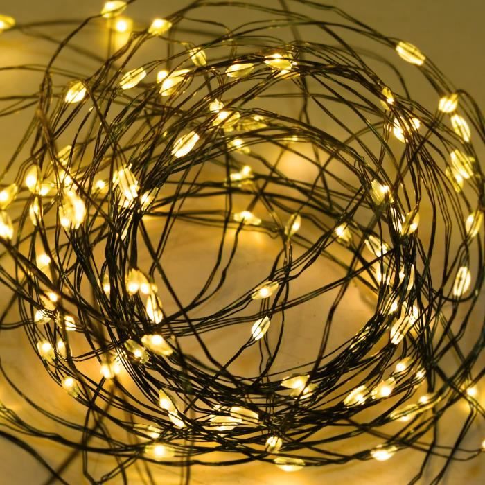LILIIN Guirlandes Lumineuses LED Cuivre 120M-1200 LED, 8 Modes Étanches  IP44, Prise & Télécommande, Idéales Noël, Blanc Chaud