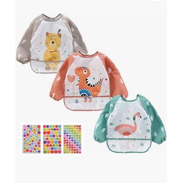 Bavoir Bébé Étanche à Manches Longues - Tablier Alimentation Et Jeu - Imperméable - 6 Mois à 3 Ans